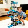 5-Level 3D Parking Garage Track Playset with 2 Cars, 360° Rotating, Drift Tracks, Helipad & Launcher | DIY Assembly Educational Toy