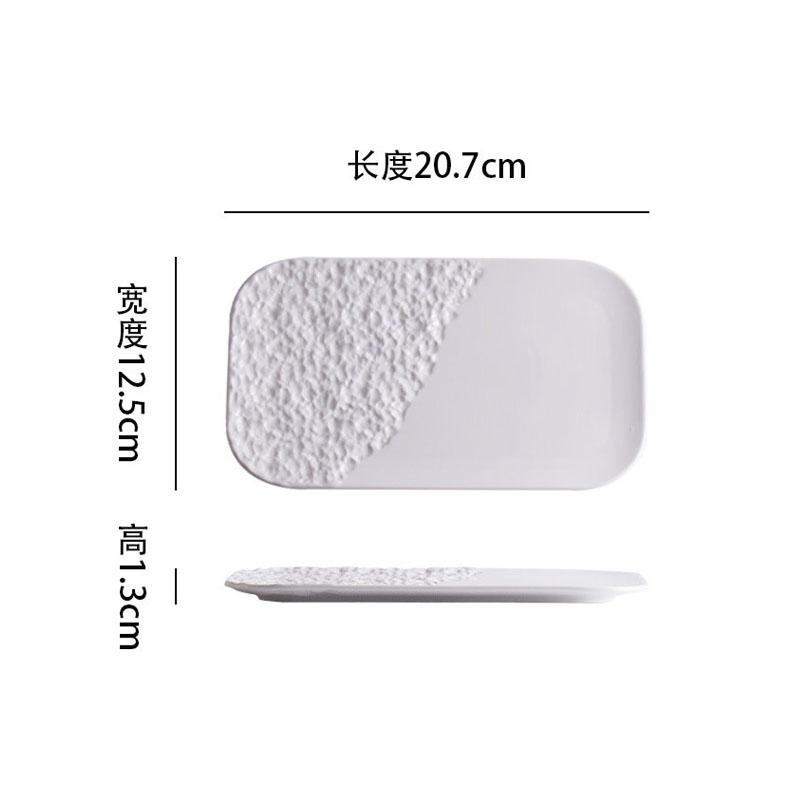 

Чисто белая керамическая тарелка с узором из камня для суши, креативная тарелка для сашими, десертное блюдо, тарелка для барбекю, фирменная посуда для отелей