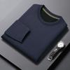 Autumn And Winter Velvet Thickened Crew Neck Sweater Men'S Pineapple Grid Solid Color Warm T-Shirt Casual Versatile Bottoming Shirt