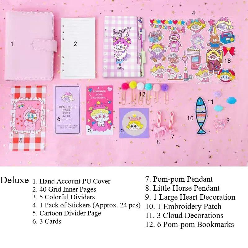 Fairy Instagram Style Hand Account Book Set Cute Macaron Color Girlish Notebook Journal with Stickers and Decorative Accessories Perfect Gift for Girl