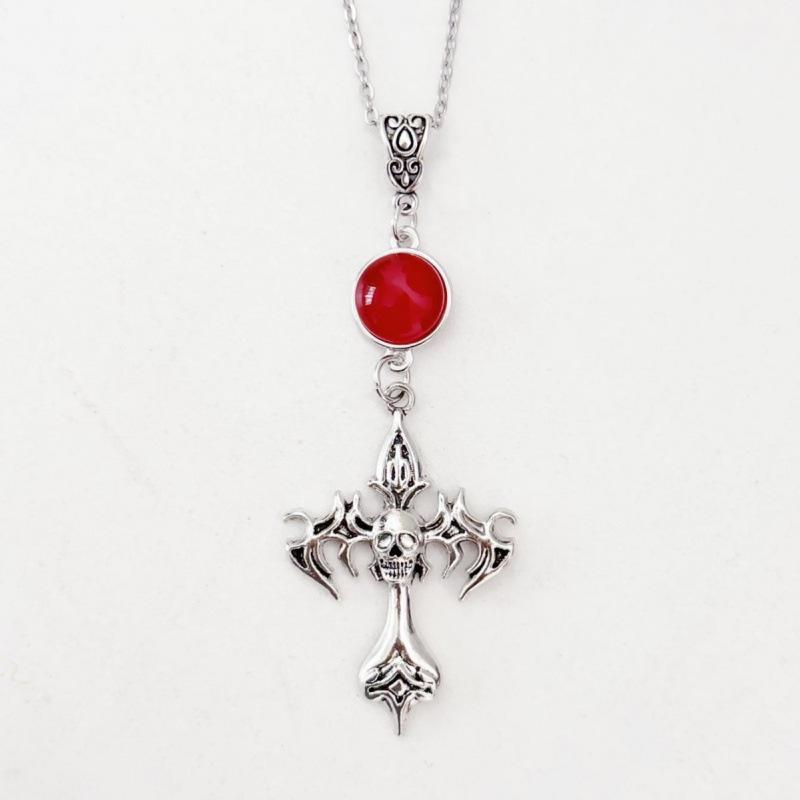 Gotische Dunkle Totenkopf Kreuz Halskette Original Design