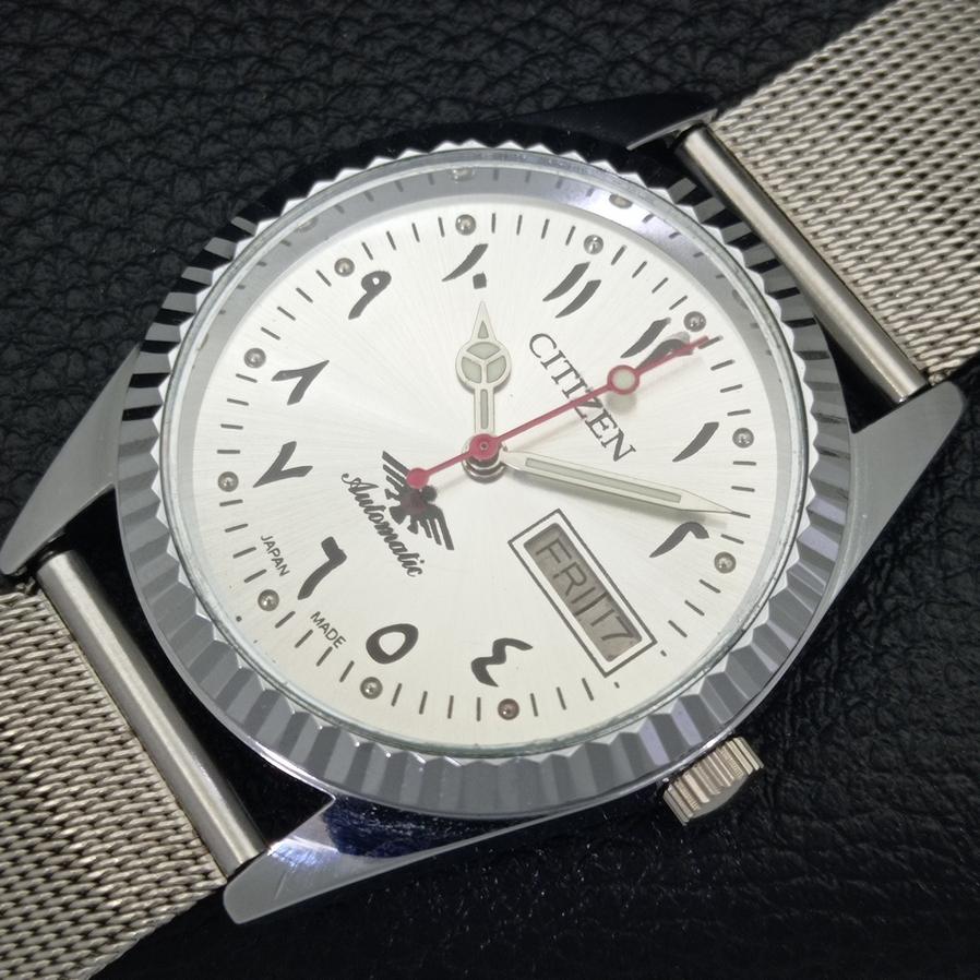 REFURBISHED AUTOMATIC CITIZEN 8200 JAPAN MENS ARABIC SILVER DIAL WATCH a427332-2 QRL-a427332