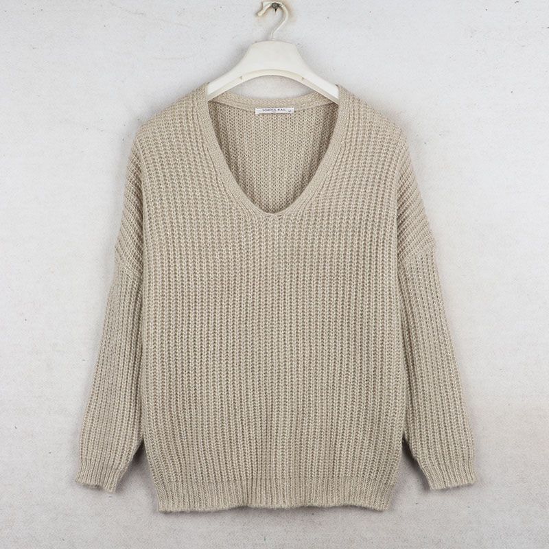 Sunshine Home Autumn and Winter New Foreign Trade European and American Plus size women clothing V-neck Loose Long sleeve Sweater Lazy Fan Knit