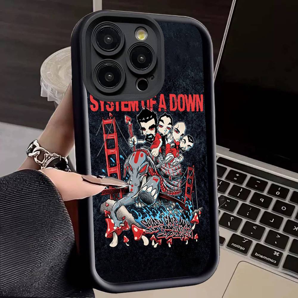 Metal Band System Of A Down For IPhone 17 Pro Max 16 15 14 13 12 11 Plus Black Soft Phone Cover