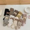Spring Autumn Baby Girls School Student Uniform Pantyhose Pants Leggings Tights Cute Bow Kids Children Stretch Knitting Trousers