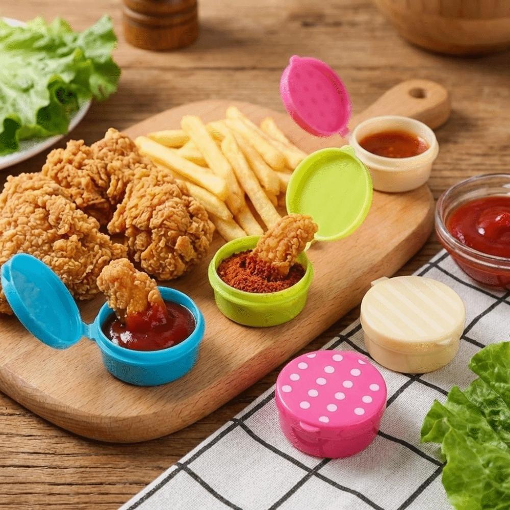 4pcs Plastic Portable Ketchup Bottle with Lid Seasoning Containers  School Office