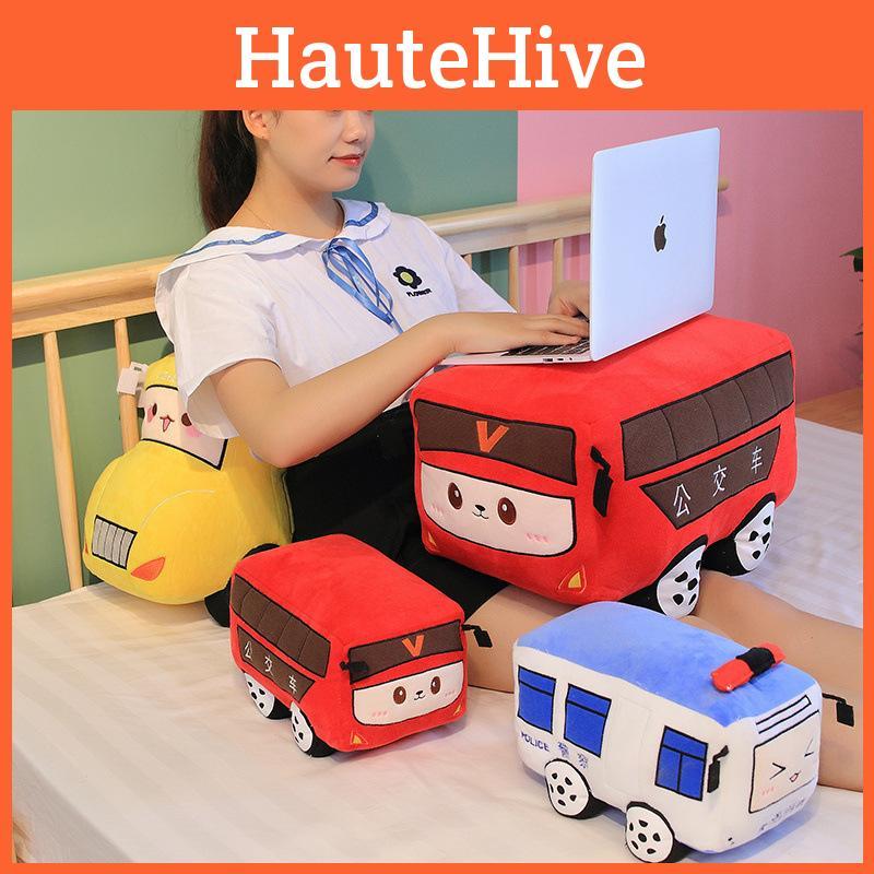 Police Bus Car Plush Toy Cartoon Model Stuffed Doll Cute Decoration Kids Gift