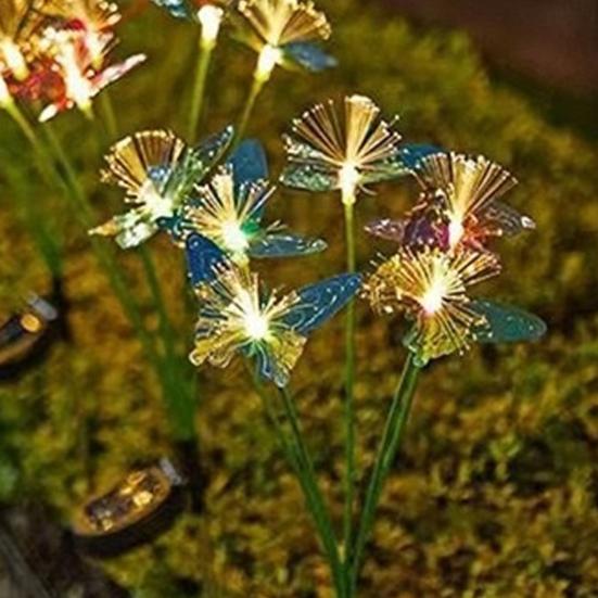 Solar Butterfly Lawn Light Fiber Optic Butterfly Garden Light Solar Powered Waterproof Outdoor Light