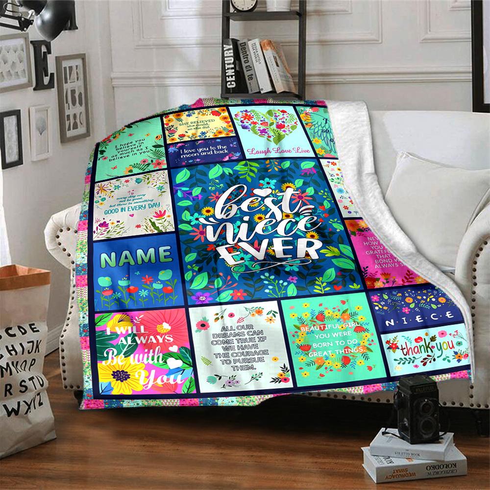 Colorful Quotes Nieces Lightweight Customizable Blanket Customize Text Warmthful Decor For Sofa Couch Office Bed Picnics Four Seasons Multipurpose