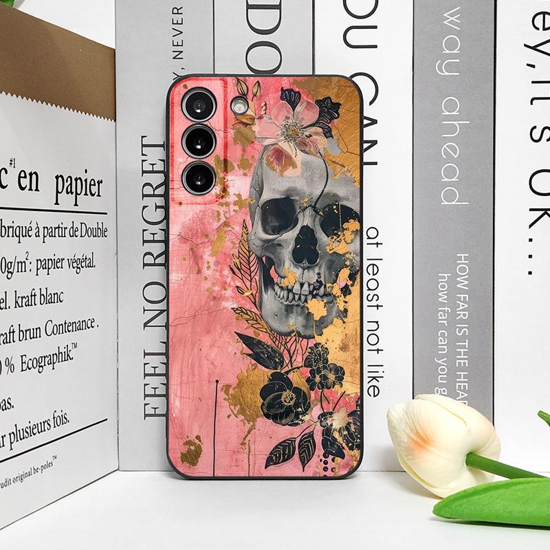 Retro Gothic Night Flower Skull Head Printed Phone Case for Google Pixel 10 9 A 8 A 7A 6A 7 PRO 8 9 Pro XL 5G Floral Soft Covers