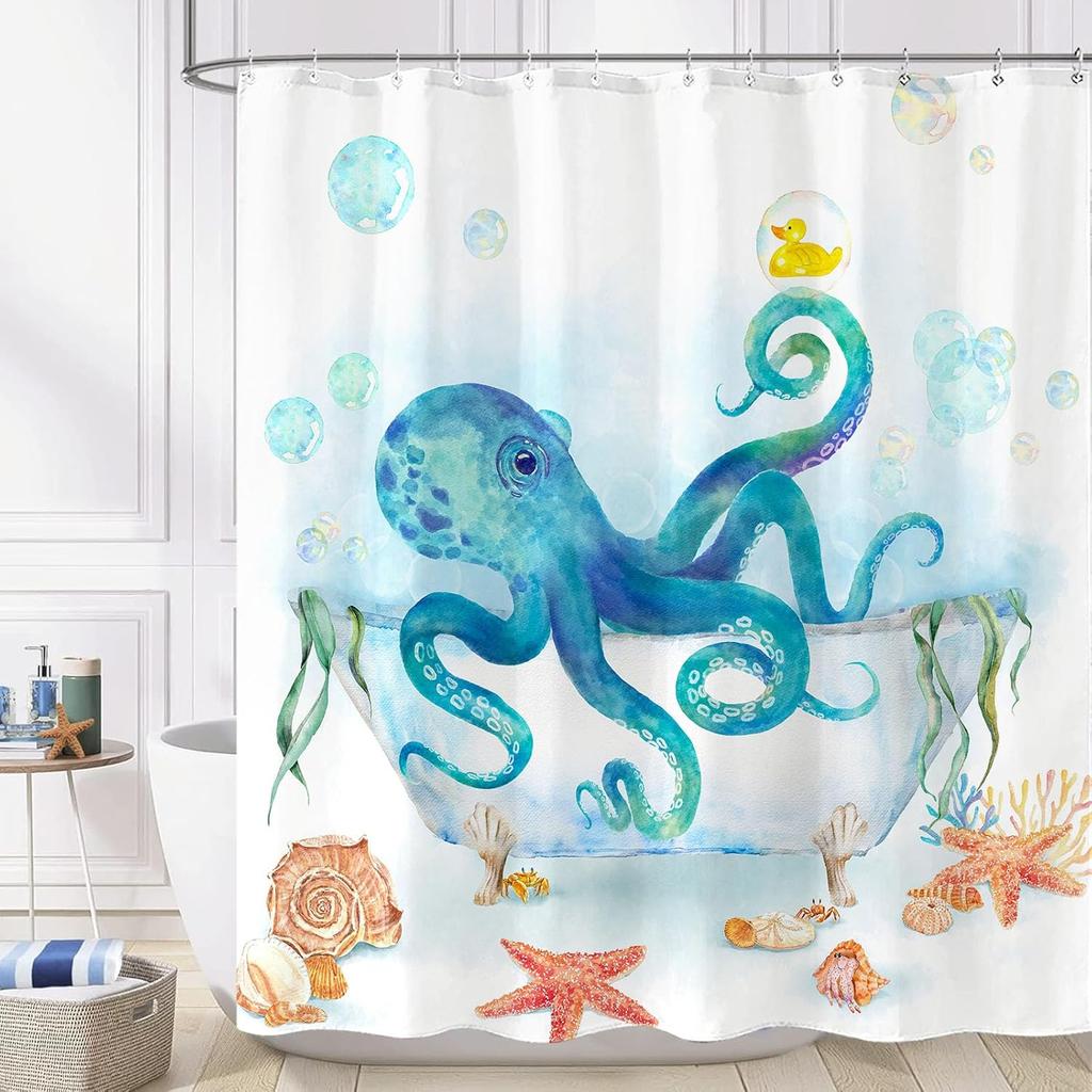 Funny Shower Curtain Octopus Shower Curtain Funny Decorative Shower Curtains for Bathroom Fun Set with