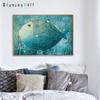 Elegant Poetry Modern Cartoon Nordic Big Fish Small House Canvas Painting Art Print Poster Picture Home Decoration Wall Decor