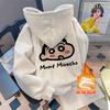 Couples Hooded Sweatshirt Women Fleece Lined Loose Casual Long Sleeve Top