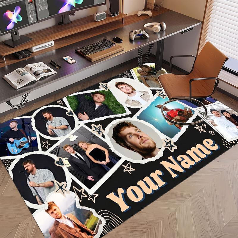 Custom Name Crystal Velvet Rug,Alex Warren Comfortable Anti Slip Floor Mat For Room Decoration
