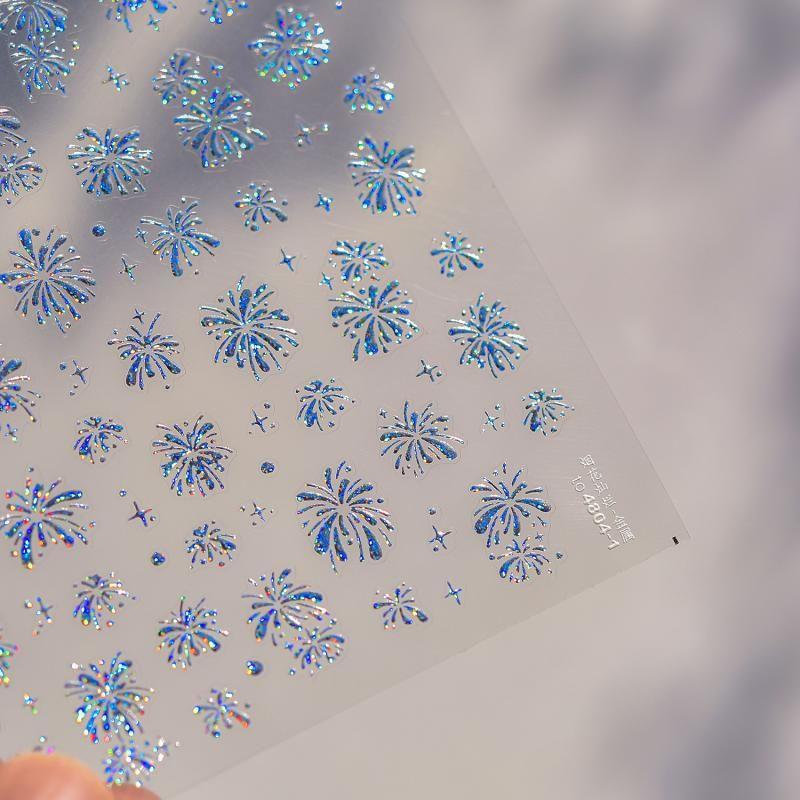

Brilliant Fireworks Nail Stickers New Year 5D Relief Three-Dimensional Ins Internet Celebrity Spring Festival Festive Nail Stickers Decoration Laser Blue Fireworks Brilliant 4804-1