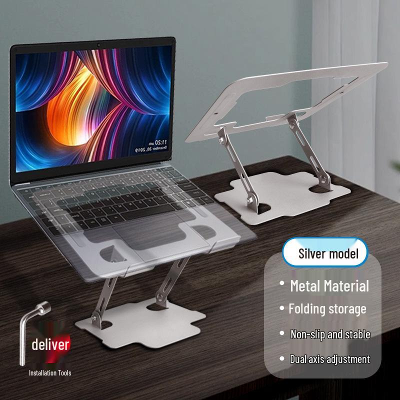 Universal Adjustable Metal Laptop Stand for Gaming - Foldable & Portable Cooling Riser