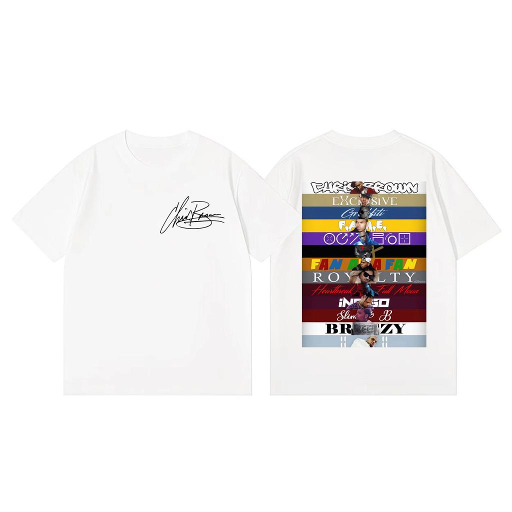 Rapper Chris Brown Album Poster Graphic T Shirts Streetwear Fashion Y2k Oversized Tshirts Unisex Women Casual Loose Cotton Tshirt