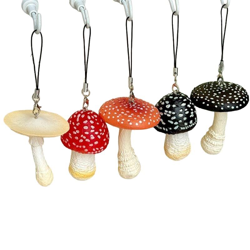 Keychains Funny Hanging Ropes Ornament Bag Outing Pendant Simulation Mushrooms Keyrings Creative Cute 1pc