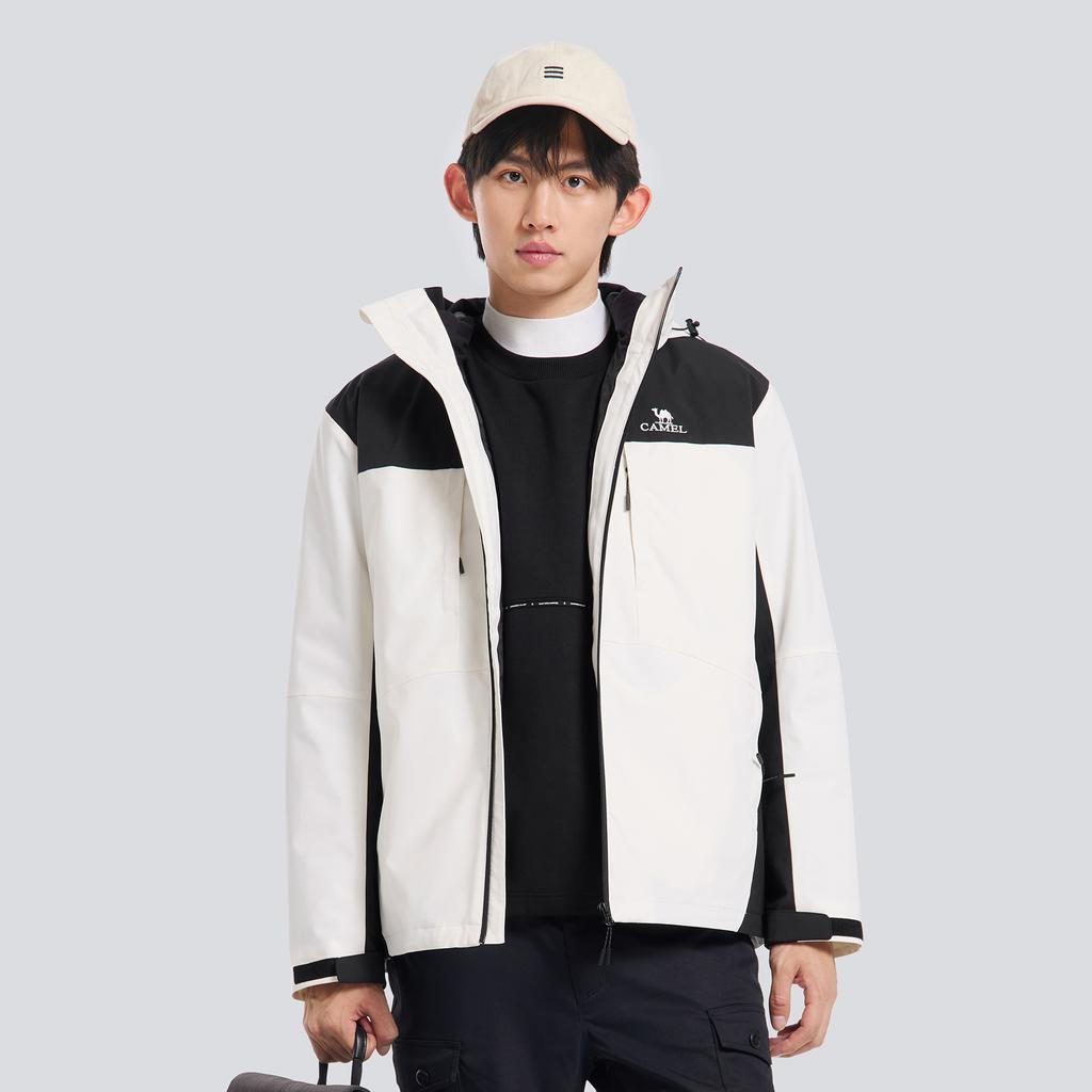 CAMEL Detachable Hood Windproof Water Repellent Thermal 3 in 1 Duck Down Parka Down Jacket Unisex M33CF00095
