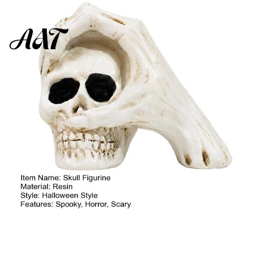 Creative Tricky Festival Gift Halloween Skull Hand Sculpture, Gothic Skeleton Head Figurine, Spooky Resin Indoor Bar Atmosphere Props Decoration