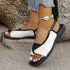 Women High Quality Slip On Sandals Summer Daily Fashion Square Toe Flat Sandals Comfortable Non Slip