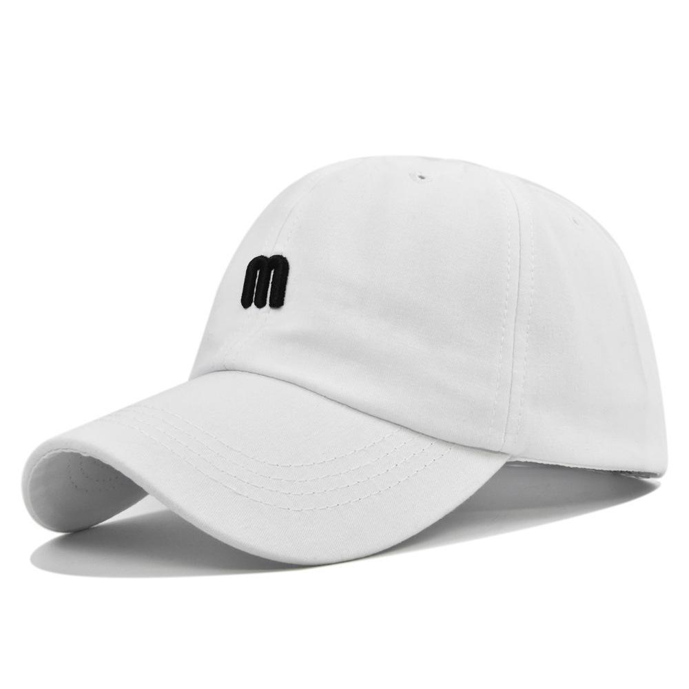 M Embroidered Baseball Cap - Korean Style 3d Embroidery Duckbill Cap - Couple's Baseball Cap - Sun Hat - Cotton