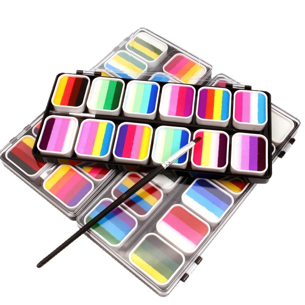 12-Color Washable Water-Soluble Face Paint for Kids' Halloween & Stage Makeup