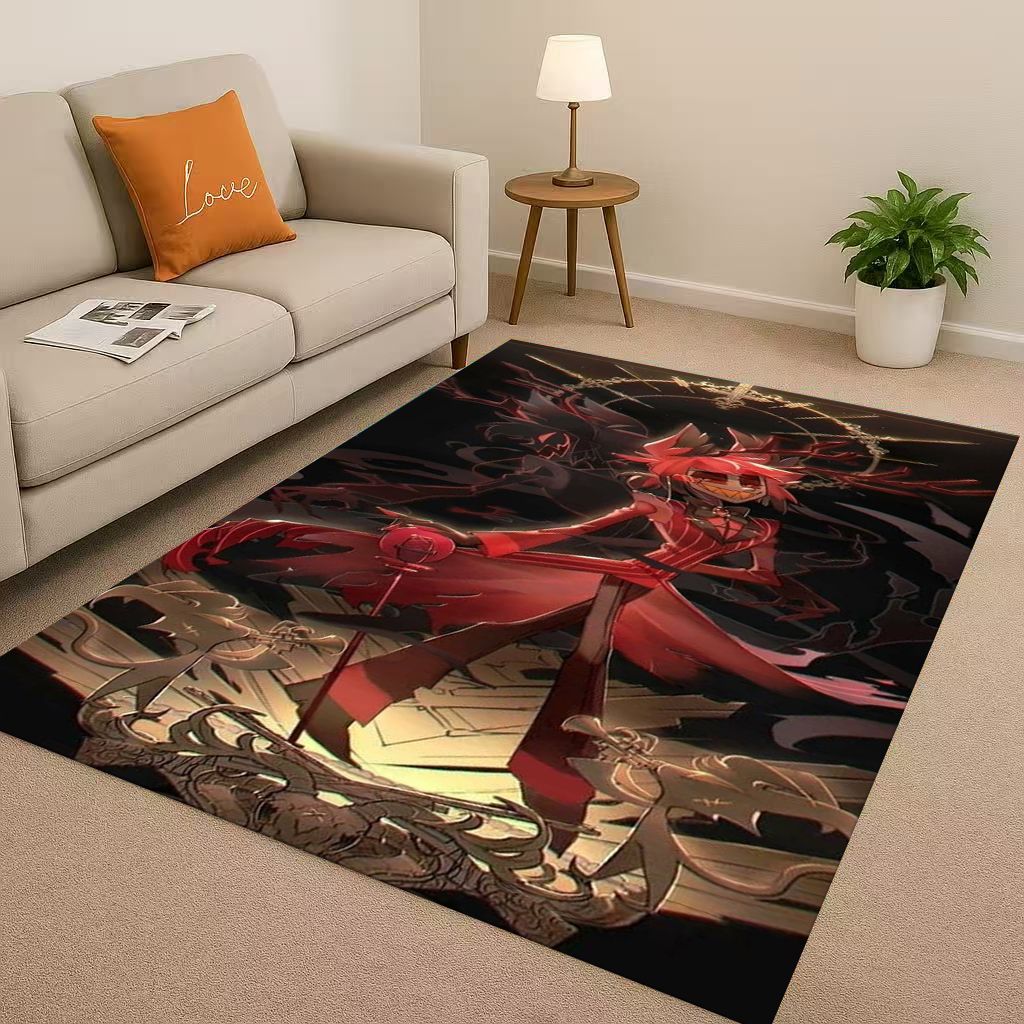 Cartoon H-Hazbin Hotel Angel Dust Alastor Living Room Non-Slip Area Rug Soft Carpet for Bedroom Sofa , Easy Clean Home Doormat