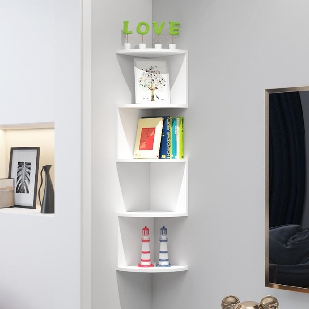 Compact Design Triangular Corner Shelf Space Saving Layered Bookshelf  Bedroom