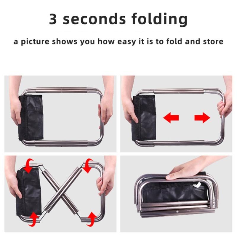 Camping Stool, Mini Folding Stool with Carry Bag, Aluminum-Alloy Bracket Lightweight Collapsible Fishing Stool Outdoor