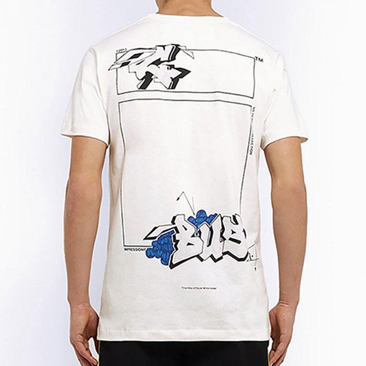 Off-White Graffiti Print Short Sleeve T-Shirt Men Tops White OMAA027R191850060288