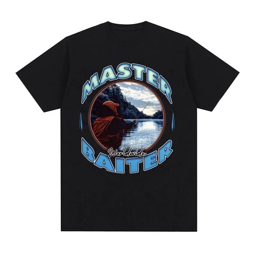 Y2k Tshirt Men Clothing New in Top Tees Mens TShirt Camisetas Funny Master Baiter Fishing Parody Short Sleeved Round Neck