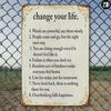 Vintage Metal Poster Change Your Life, Retro Wall Sign for Garage