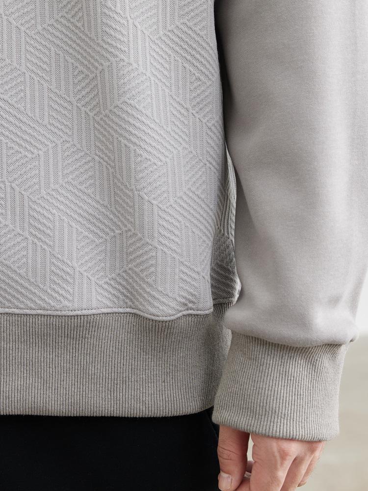 Men's Anti-Wrinkle Memory Foam Round Neck Patchwork Long Sleeve Hoodie - Spring/Autumn 2024 Collection