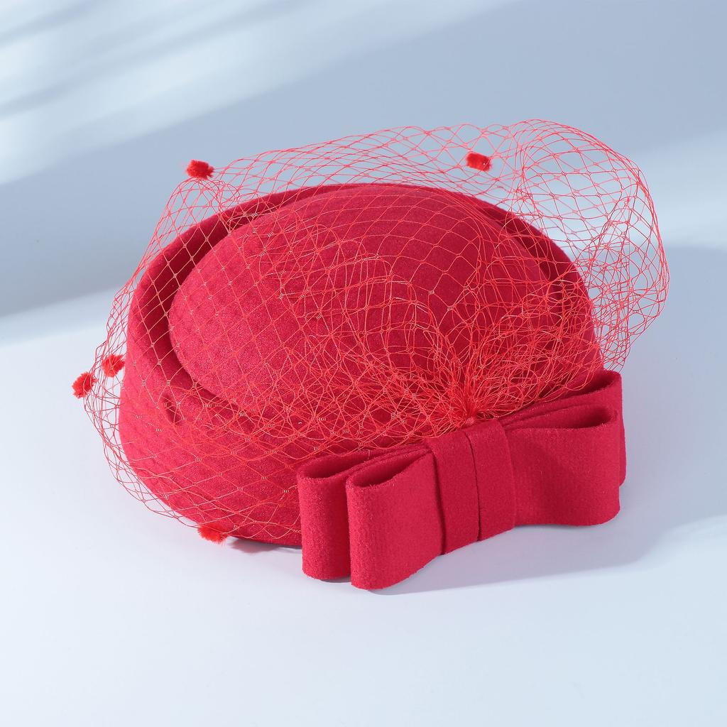 Damenhut im französischen Stil Netzhut Britische Hochzeitsfeier Schleife Stewardessenhut