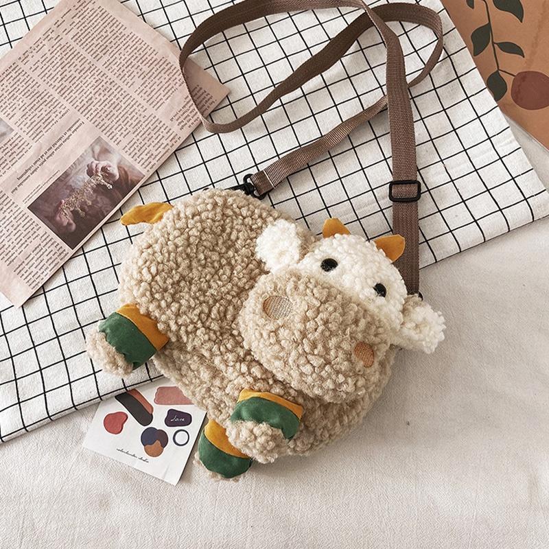 New Ins Cartoon Lamb Plush Shoulder Bag For Women