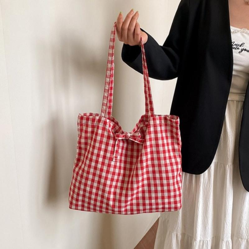 Fashi Plaid Design Shoulder Bags for Women Large Capacity Commuter Ladies Handbags Light Travel Female Shopping Tote Bag