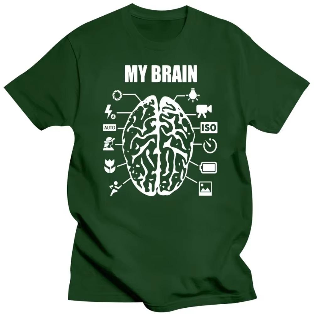 Novelty Vintage Photographer Brain T-Shirt Mens Short Sleeves Streetwear Hip Hop Printed T Shirts Top Tees