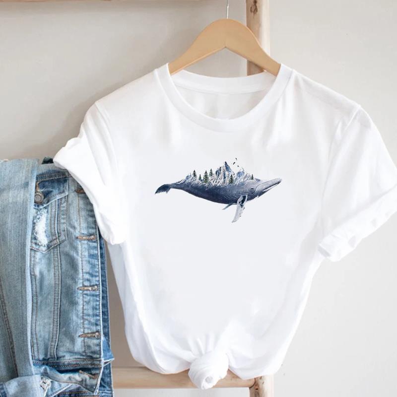 Sweet Beach 90s Tee Top Fashion T Shirt Lovely Style Clothing Casual Short Sleeve Women Print Lady Female Graphic T-shirt