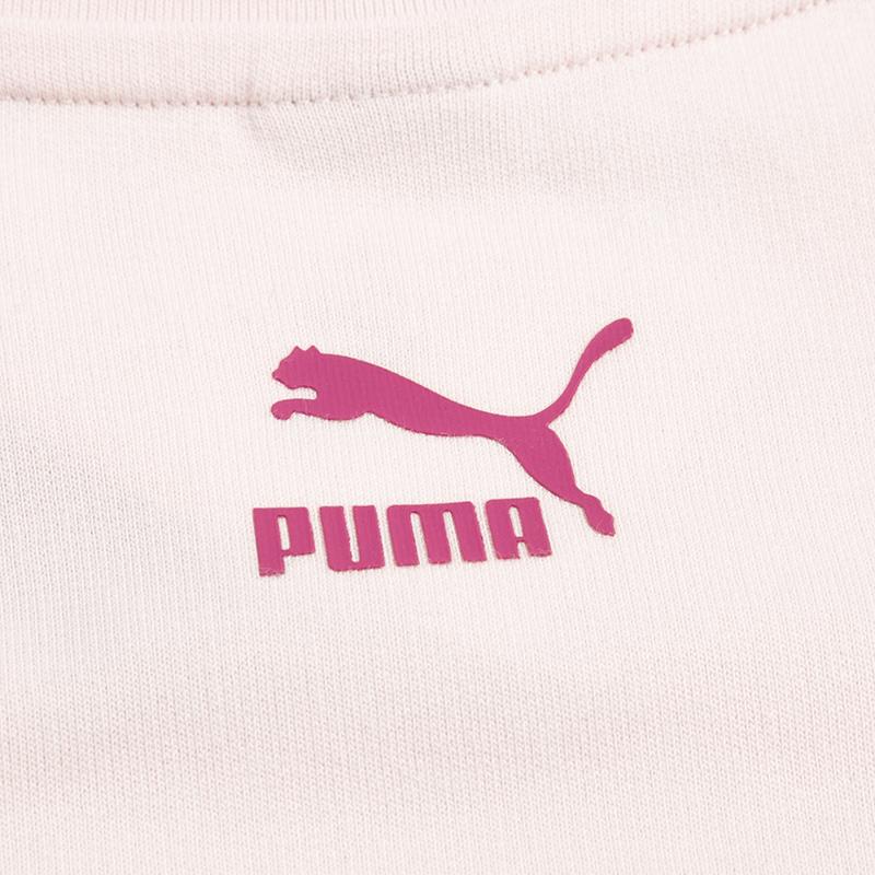 Puma Solid Color Logo Print Sports Casual Comfortable Breathable Loose Round Neck Short Sleeve Dress Women dresses Iceland-Pink 538774-48
