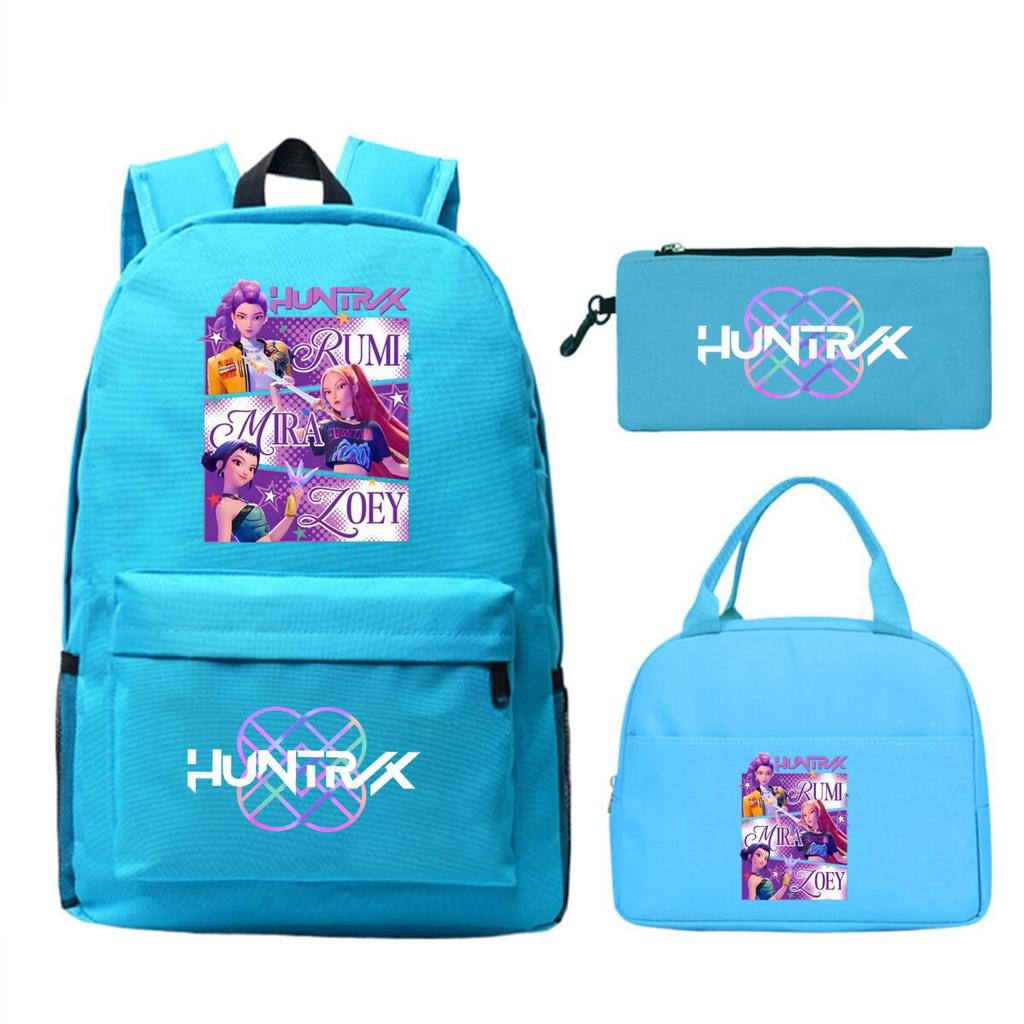 Dämonenjäger Mädchengruppe Peripherieartikel dreiteiliger Schulranzen Grenzüberschreitender Campus Grund- und Sekundarschüler Freizeitrucksack Federmäppchen