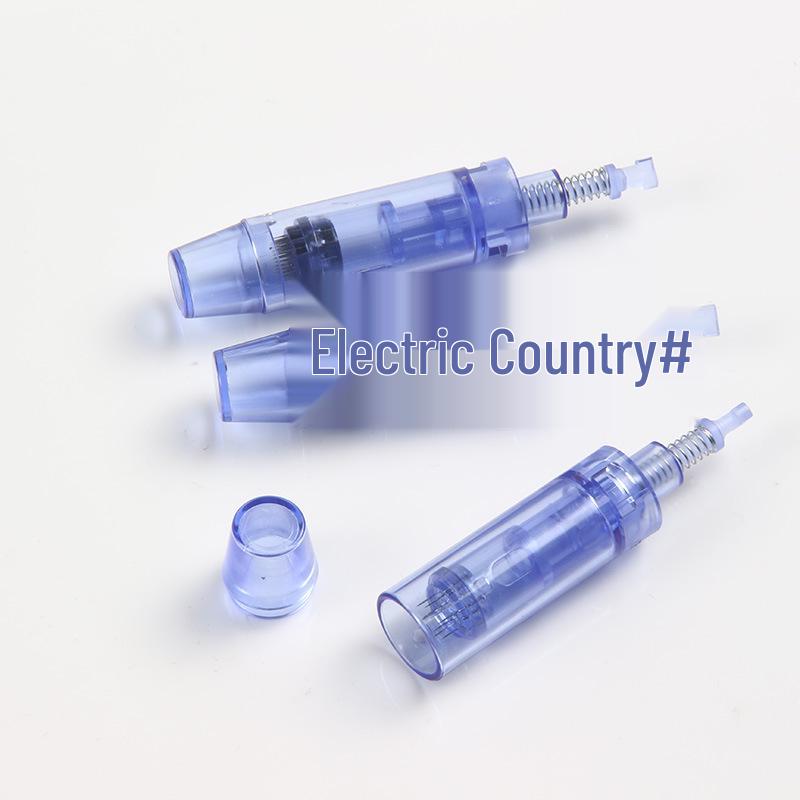 Electric Blue Bayonet Micro-Needling Device - MTS Nano Microcrystal with 12/36 Pins for Mesotherapy