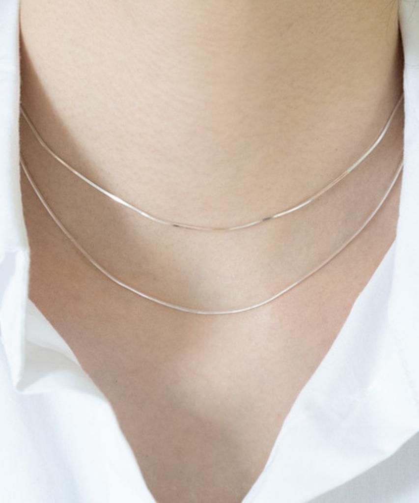 Alleun Silver 925 Square Chain Snake Chain Silver Necklace Choker Mini