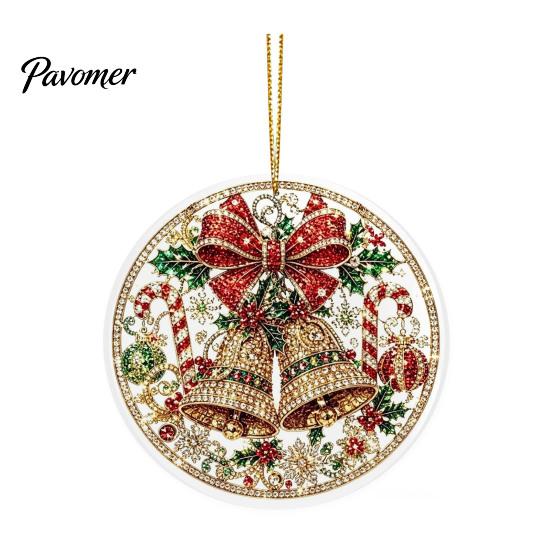 Office Holiday Decorations Christmas Acrylic Hanging Ornament, 2D Flat Double Side Printed Ornaments Santa Snowman Pendant for Tree Window,
