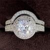 CopperLuxury s/Set Women's Finger Rings Big Round CZ Stone Fashion Female Rings Party Jewelry Gifts