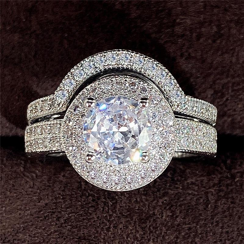 CopperLuxury s/Set Women's Finger Rings Big Round CZ Stone Fashion Female Rings Party Jewelry Gifts