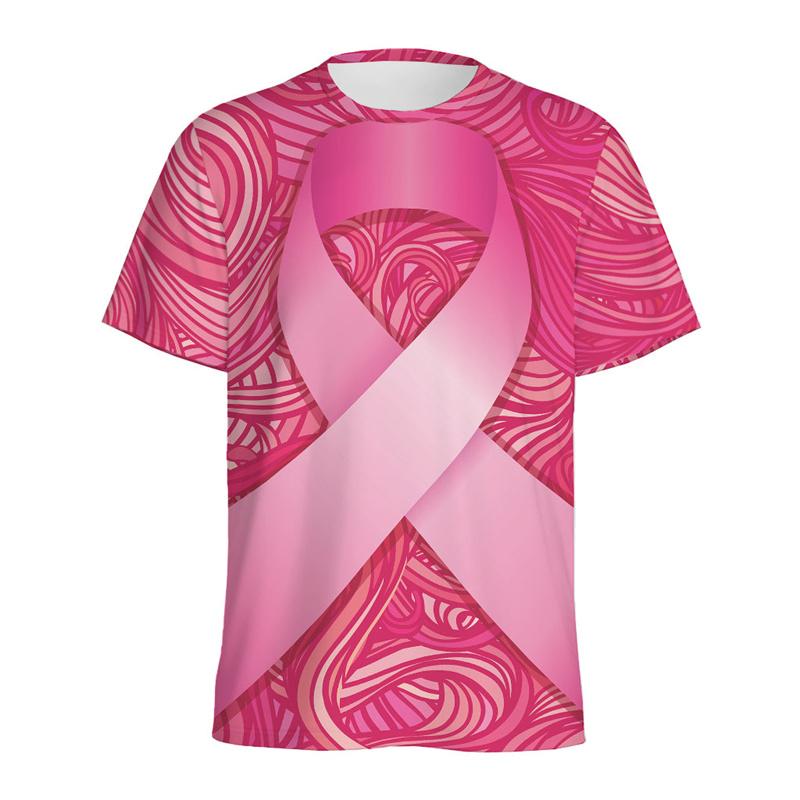 Summer Pink Ribbon T-shirt Women's T-shirt Short Sleeve O-neck Casual T-shirts Clothes Men Fashion Clothing Daily Tees Top
