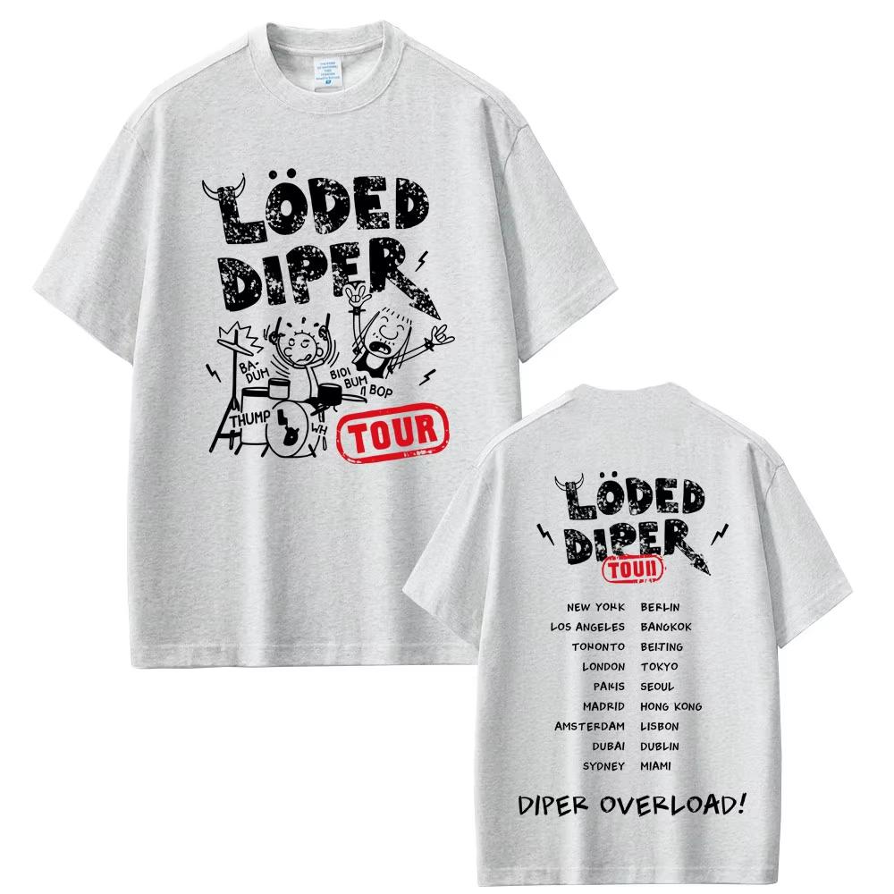 Loded Diper Diper Overload Tour Tshirt Men Women Vintage Rock Oversized Short Sleeve Tshirts Mens Casual 100 Cotton T Shirts