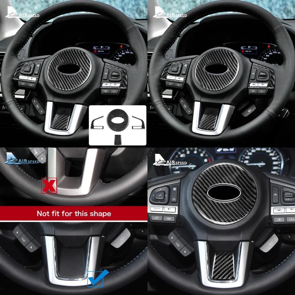 Real Soft Carbon Fiber Interior Trim Accessory for Subaru Forester 2016 2017 2018 Steering Wheel Center Button Sticker