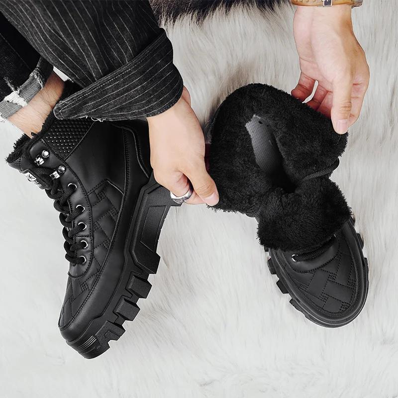 Winter Boots for Men Men's Sneakers Thick Bottom Add Velvet Soft and Comfortable Ankle Boots Non-Slip Loafers Wear-resistant New